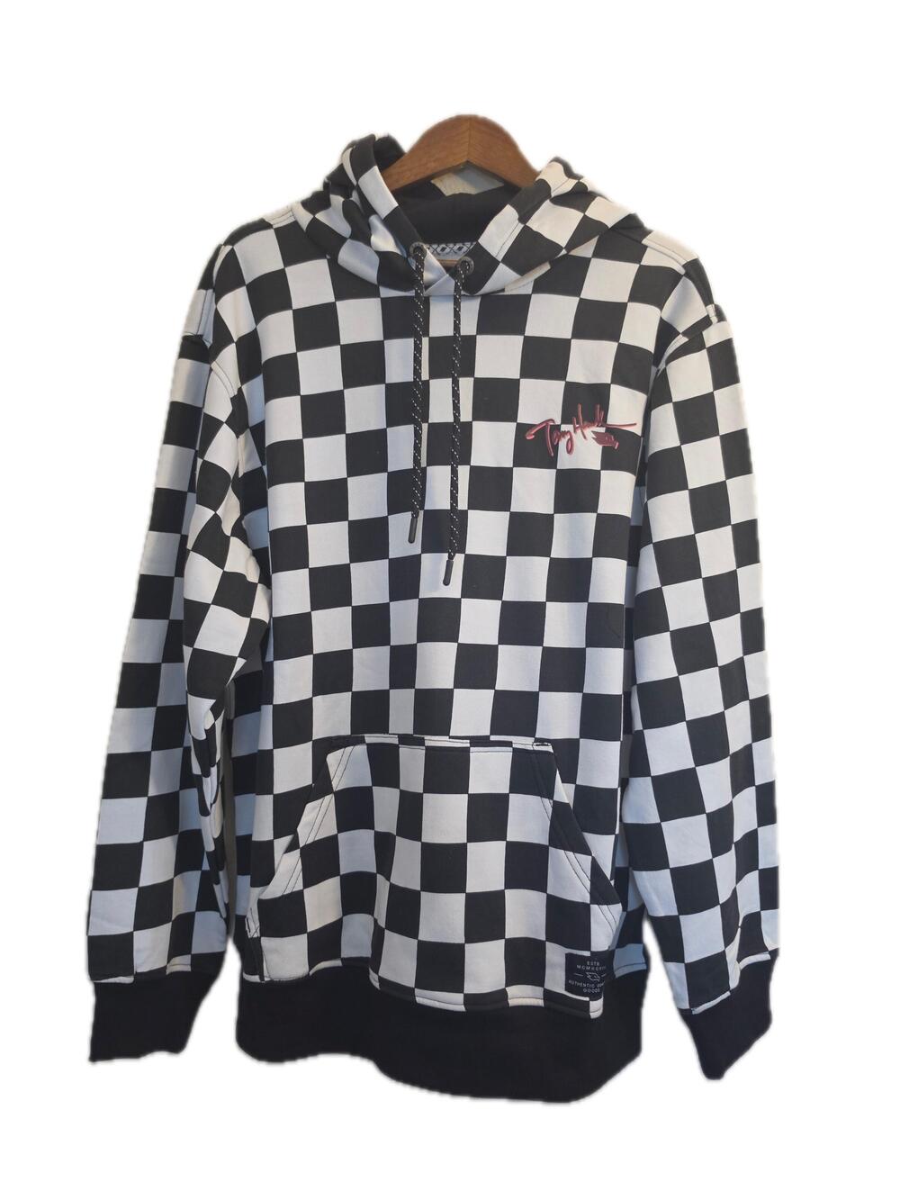 Tony Hawk Hoodie Mens L Multicolor Checkerboard Pullover Fleece Hooded Skate